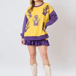 StyleCast Women Grephic Embellished Round Neck Long Sleeves Pullover Sweatshirt image 2