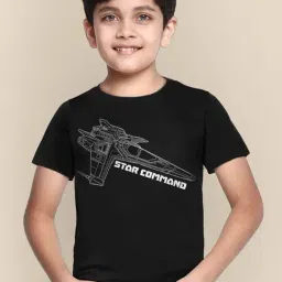 Kidsville Black Cotton Printed T-Shirt-image-10