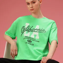 DressBerry Typography Printed Drop-Shoulder Sleeves Relaxed Pure Cotton T-shirt-image-51