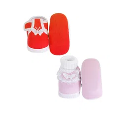 NESKA MODA Newborn 3 To 12 Months Cotton Baby Booty 2 Pair SkinFriendly Frill Butterfly Booties image 3