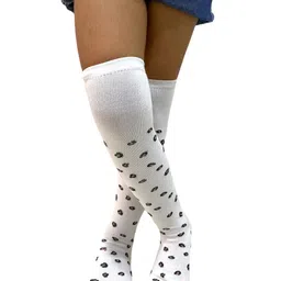 NESKA MODA Kids Round Toe Lightweight Hook & Loop Cotton Booties with Pair Long Socks image 2