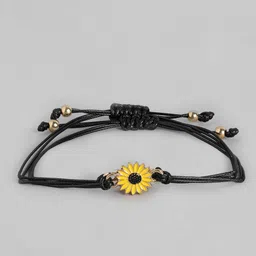 EL REGALO Unisex Pack of 2 Black & Yellow Charm Bracelet image 5