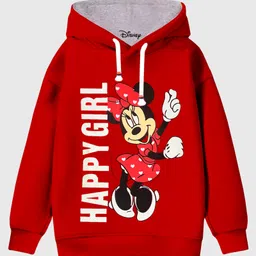 KUCHIPOO Fleece Full Sleeves Disney Featuring Minnie Mouse Printed Hoodie - Red-picture-16