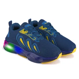 BERSACHE Mesh Detailed & Colour Blocked Lace Up LED Shoes - Blue-picture-24