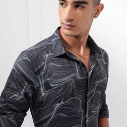 KETCH Men Spread Collar Abstract Printed Slim Fit Casual Shirt-picture-37