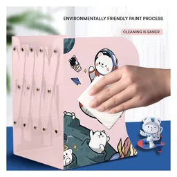 SYGA Adjustable Decorative Bookends for Home Office Metal Bookends for Heavy Books, Book Organizer for Desk Ideal Bookends for Shelves(Pink) image 2