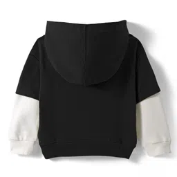 Zero Looper Knit Full Doctor Sleeves Drop Shoulder Hooded Sweatshirt with Milan Embroidery & Kangaroo Pocket - Charcoal Grey & Light Grey image 2