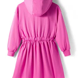 Pine Kids Cotton Knit Full Sleeves Sweatshirt Dress With Text Print - Dark Pink image 2