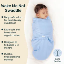 NINTARA BABY Wake Me Not Swaddle Wrap 100% Organic Cotton, Ultra-Soft Newborn Sleep Sack with Safe Velcro (0-3 Months) - Pack of 2 image 2