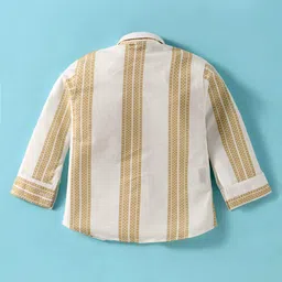 Robo Fry Cotton Knit Full Sleeves Striped Shirt Trouser Set with Cap & Suspender - Olive Green image 3