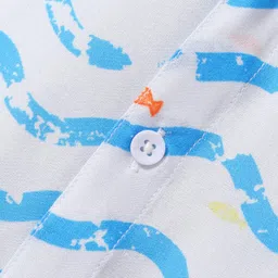 Under Fourteen Only Rayon Half Sleeves Fish Printed Shirt - Blue image 3
