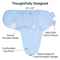 NINTARA BABY Wake Me Not Swaddle Wrap 100% Organic Cotton, Ultra-Soft Newborn Sleep Sack with Safe Velcro (0-3 Months) - Pack of 2 image 3