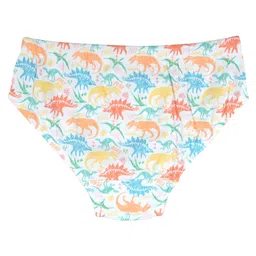 Charm n Cherish Cotton Knit Pack Of 5 Solid & Dinosaur Printed Briefs - White Orange & Blue image 4