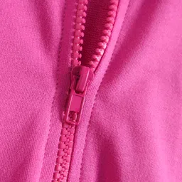 Pine Kids Cotton Knit Full Sleeves Sweatshirt Dress With Text Print - Dark Pink image 4