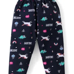 Simply Single Jersey Knit Full Sleeves Top & Lounge Pants Set With Unicorn Print - Pink image 5