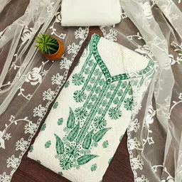 SAINOOR Embroidered Silk Georgette Unstitched Dress Material-picture-32