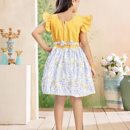 Aarika Girls Floral Printed Flutter Sleeve Fit & Flare Dress image 4
