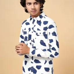 Coolsters by Pantaloons Kids White & Blue Cotton Printed Full Sleeves Shirt-image-49