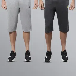 Vimal Jonney Light Grey & Dark Grey Regular Fit Lounge Capris- Pack of 2-image-56