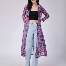 Scorpius Purple Floral Print Long Shrug-picture-21