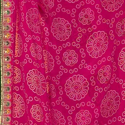 KALINI Pink Poly Georgette Bandhani Sarees image 4