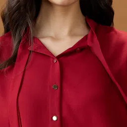 Globus Women Solid Tie-Ups Party Shirt image 4