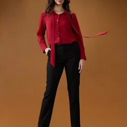 Globus Women Solid Tie-Ups Party Shirt image 3