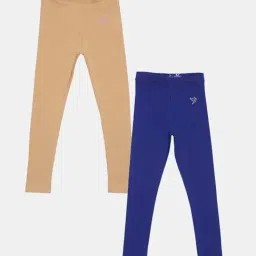 TWIN BIRDS Kids Navy & Beige Cotton Regular Fit Leggings (Pack of 2)-picture-48