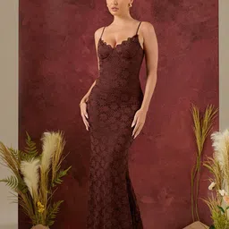 StyleCast x Revolte Women Self Design Bodycon Maxi Dress image 3