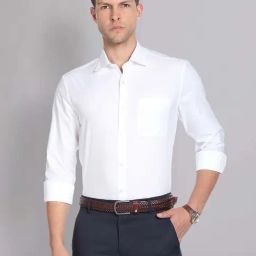 AD by Arvind White Regular Fit Self Design Shirt-picture-25