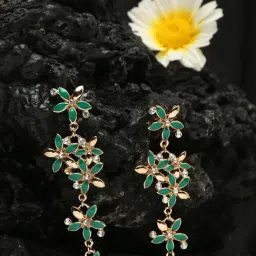 YouBella Contemporary Golden Green & White Dangler Earrings for Women-image-21