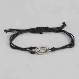 EL REGALO Unisex Pack of 2 Black & Silver-Toned Charm Bracelet image 3