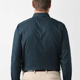 Van Heusen Men Slim Fit Grid Tattersall Checked Spread Collar Pure Cotton Formal Shirt image 4