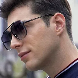 EYMEN I Unisex Black Lens & Black Square Sunglasses With Polarised and UV Protected image 5