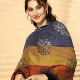 Mafadeny Blue Regular Fit Printed Stole-picture-29