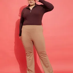 SASSAFRAS Curve Plus Size High Neck Fitted Top image 5