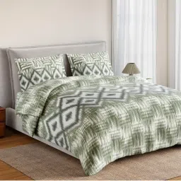 SPACES Linear Traced Auburn 144 TC Cotton Geometric Design Soft Bedsheet with 2 Pillow Covers image 2