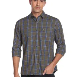 Arrow Sport Green Cotton Slim Fit Checks Shirt-image-41