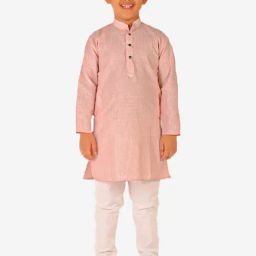 Pro-Ethic Style Developer Kids Peach & White Striped Full Sleeves Kurta with Pyjamas-picture-18