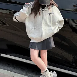 LULU & SKY Girls Checked Hood Zip Jacket-picture-34