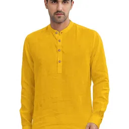 Navkanj Band Collar Roll-Up Sleeves Straight Short Kurta-image-57