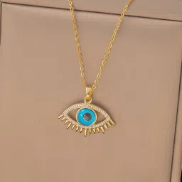 Jewels Galaxy Gold Plated Anti Tarnish Stainless Steel Evil Eye Themed Necklace-image-99