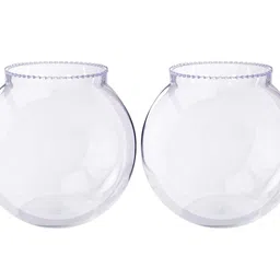 generic Urban Moon Mini Glass Flower Vase, Candy Jar, Money Plant, Bamboo Plant Pot, Mini Fish Bowl for Home, Table & Office Decoration - Pack of 2 Piece, 4 Inches image 1