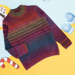 Pantaloons Junior Full Sleeves Striped Designed Pullover - Multi Colour-image-67