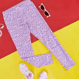 Pantaloons Junior Abstract Printed Leggings - Lilac-picture-19