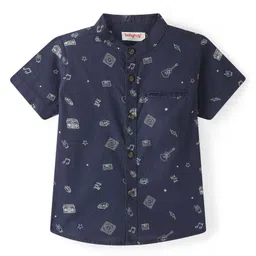Babyhug Cotton Woven Half Sleeves  Printed Shirt - Navy Blue-picture-18