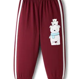 Tango Single Jersey Knit Full Length Track Pant With Animal Print - Burgandy-picture-16