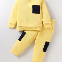 Rikidoos Full Sleeves Colour Blocked Sweatshirt With Coordinating Joggers Set - Lemon-image-40