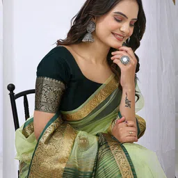 Mitera Embroidered Sequinned Organza Kanjeevaram Saree image 5