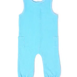 Mi Arcus  Cotton Sleeveless Striped Designed & Car Patch Detailed Jumpsuit Sky Blue image 3
